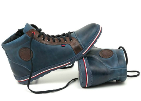 Zimowe buty męskie skóra niebieskie Joker Zimowe buty męskie skóra niebieskie Joker